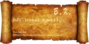 Bölcskei Kamill névjegykártya